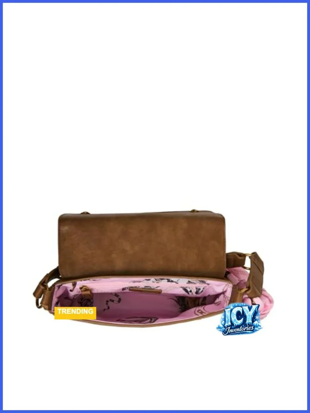 Faux Leather Saddle Shoulder Bag with Horse Embroidery Scarf Detail